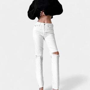 Res Denim Off White Distressed Destroyed Ripped Knees Skinny Jeans Size 24/S
